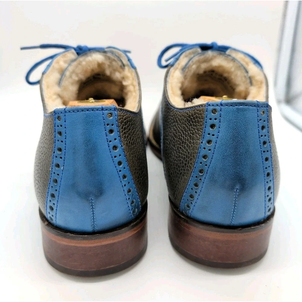 Cole Haan Saddle Oxford Men 10 Brown Blue Excellent Shearling Nike Air C10398